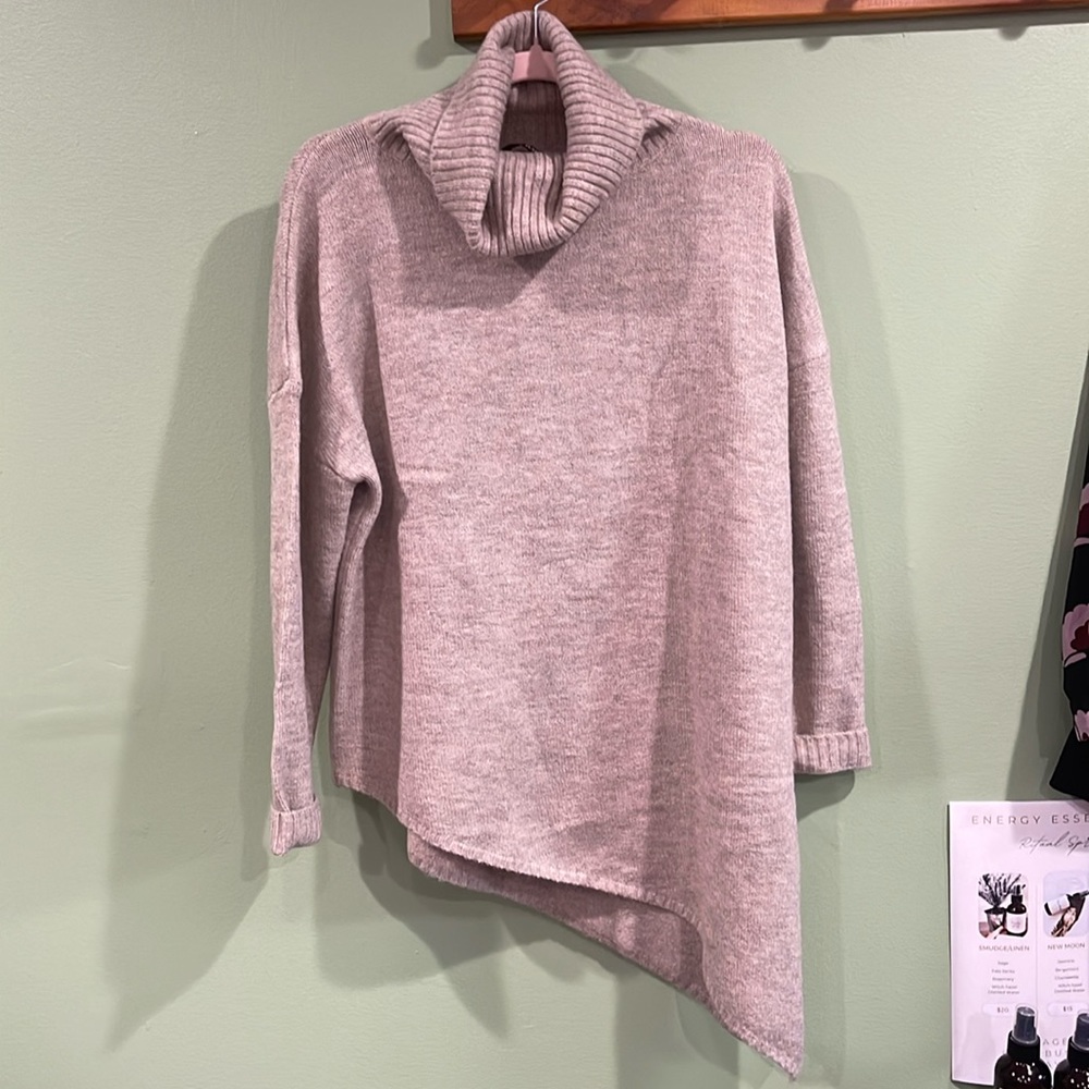 Cowl neck tan sweater